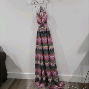 Meghan Womens‎ Maxi Dress Size 2 Colorful Zig Zag Y2k Summer